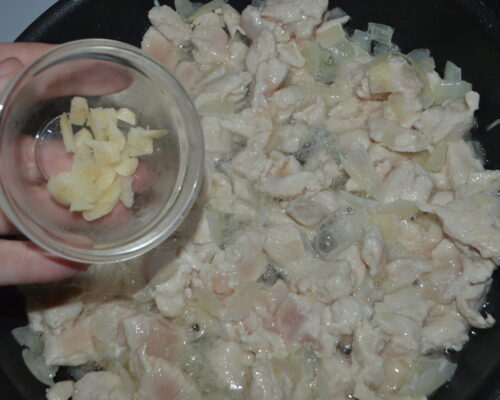 add the finely chopped garlic