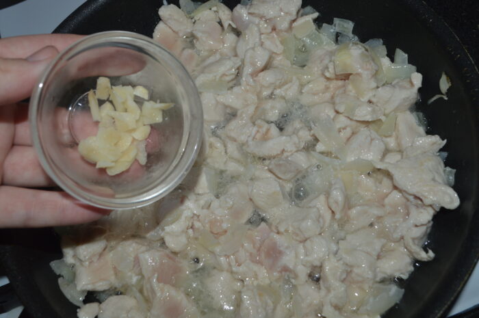 add the finely chopped garlic