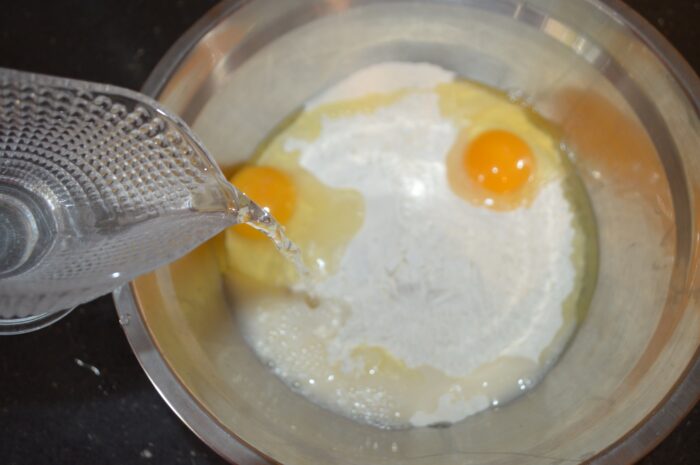 Pour in the warm boiled water