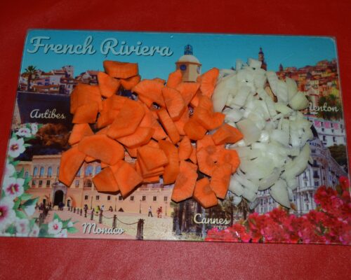 Chop the onion and carrot