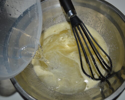 Pour in the warm water