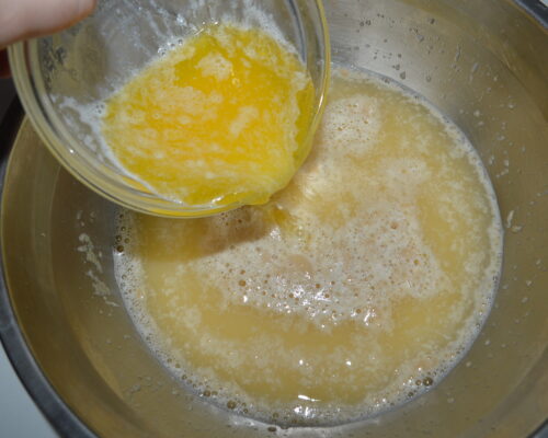 add the melted butter