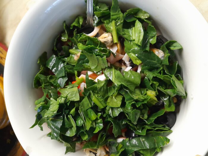 Add the chopped lettuce leaves