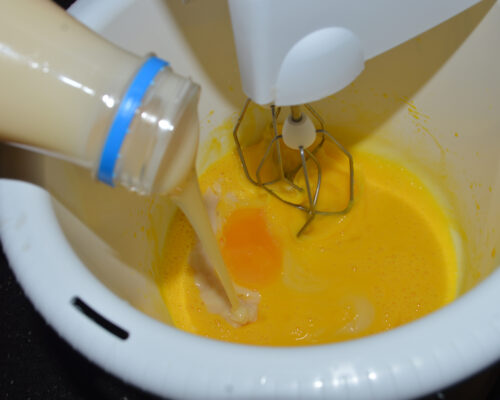 Pour in the condensed milk