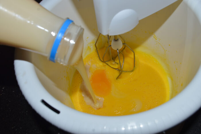 Pour in the condensed milk