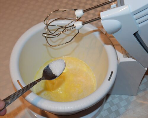 add the butter melted in the microwave