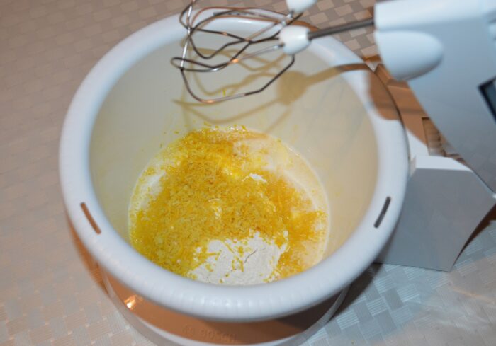 Add the lemon zest to the bowl