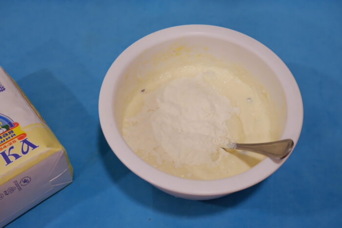 Gradually add the sifted flour