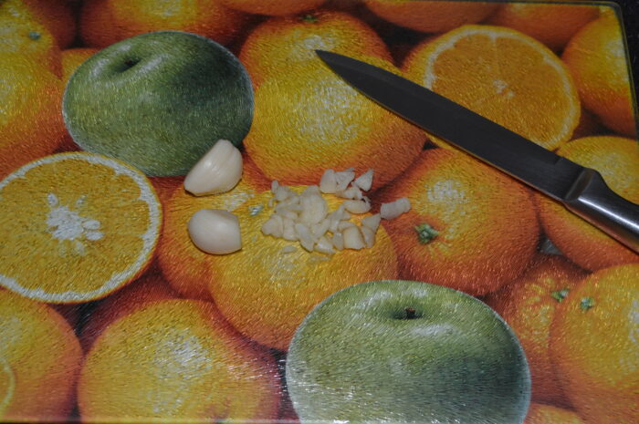 Finely chop the garlic cloves