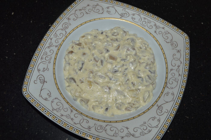 The mushroom and cream sauce is ready