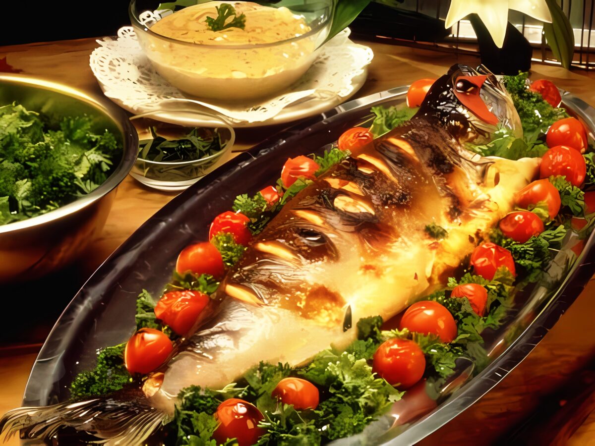 Запечённая белуга в духовке фото