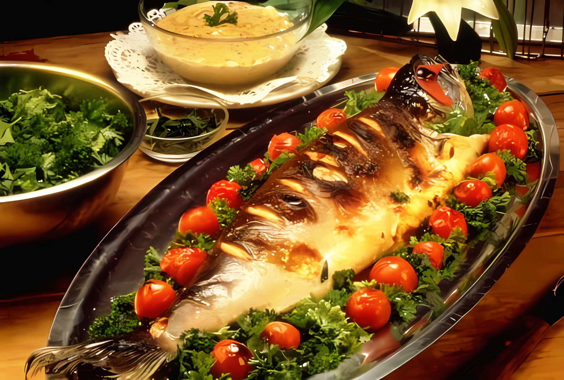 Запечённая белуга в духовке фото