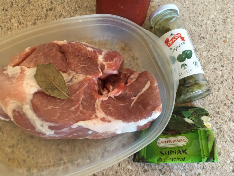 Ingredients for pork with capers