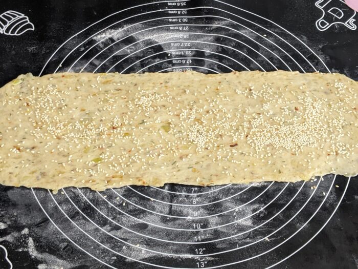 Roll out each piece of dough into a rectangle