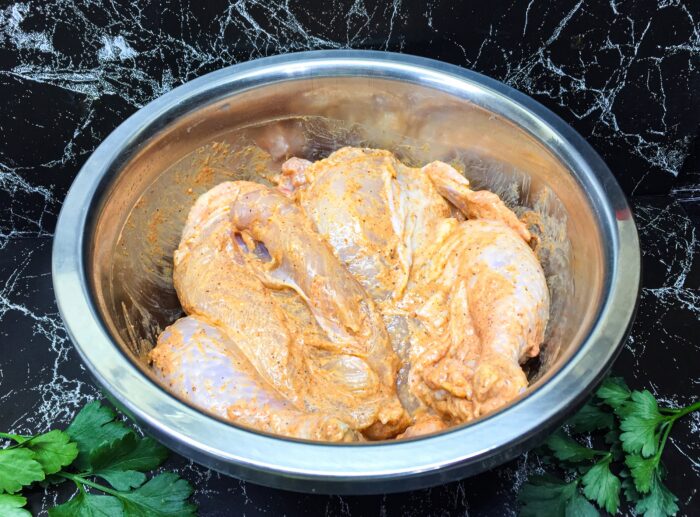 Coat the chicken on all sides with the marinade