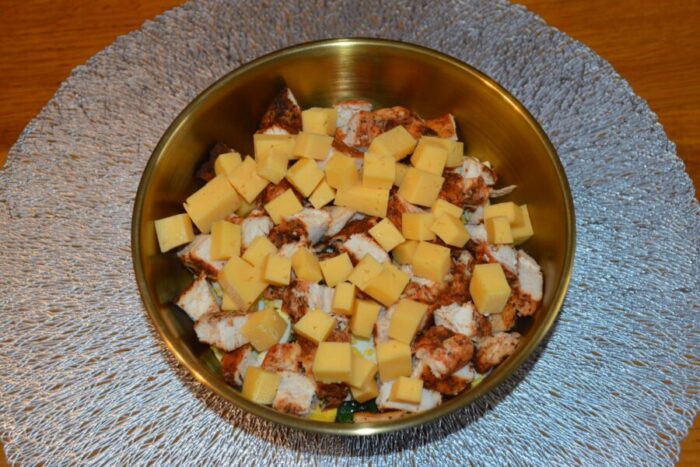 Cut the semi-hard cheese