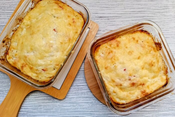 Let the baked omelet cool slightly