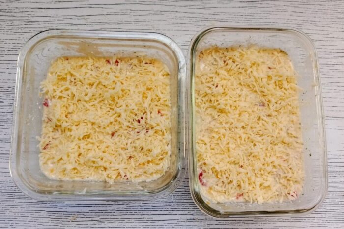 Sprinkle the top with coarsely shredded cheese