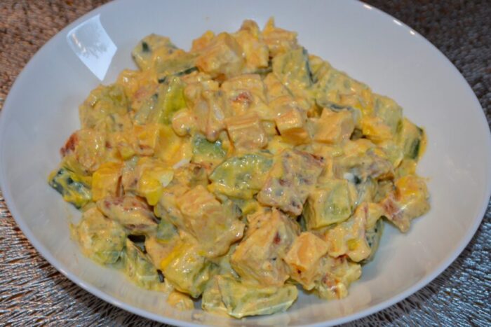 The salad is ready to serve