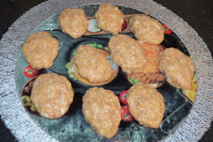 Shape the mixture into oval patties