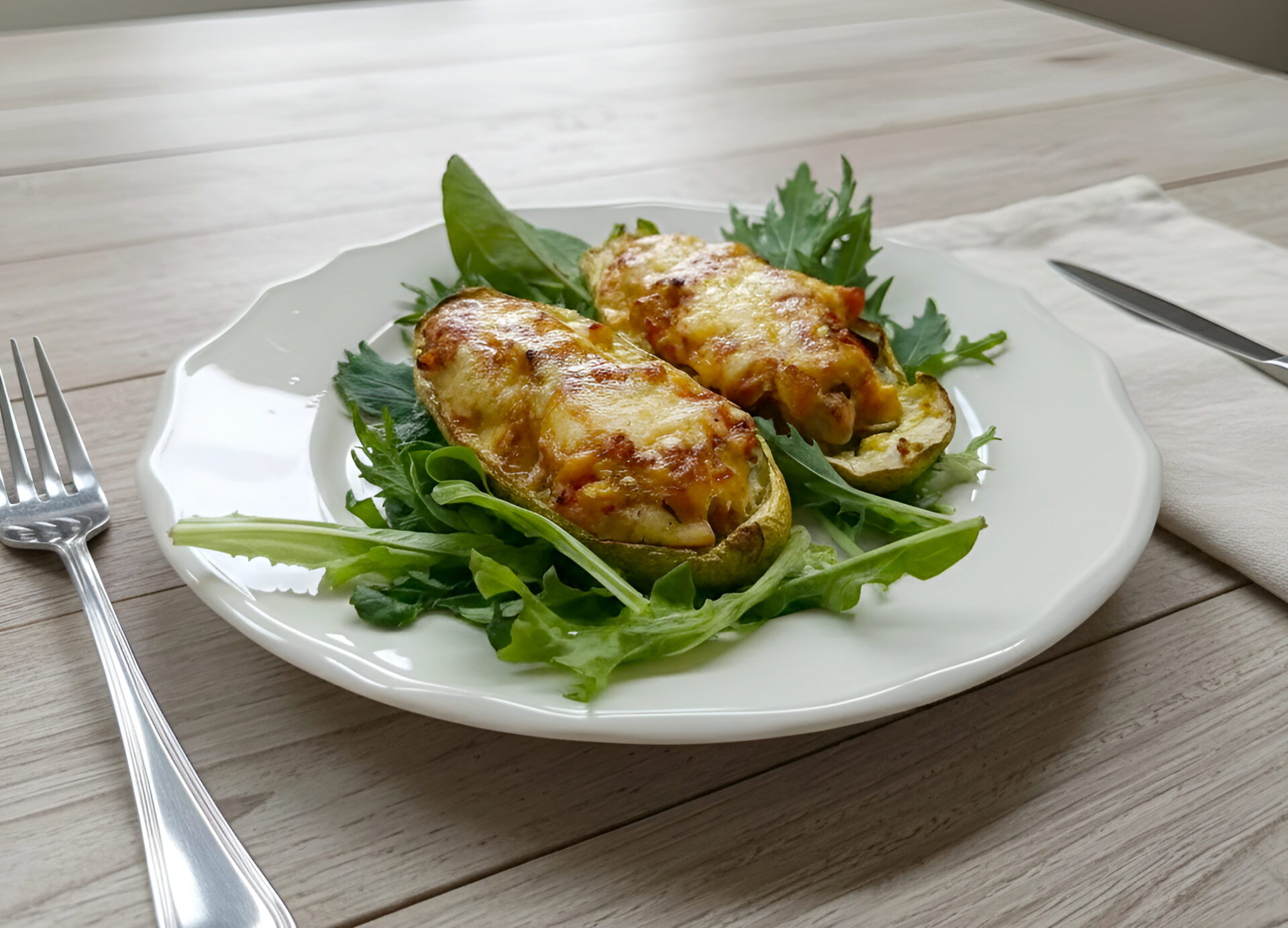 Baked Zucchini Boats with Chicken and Cheese photo