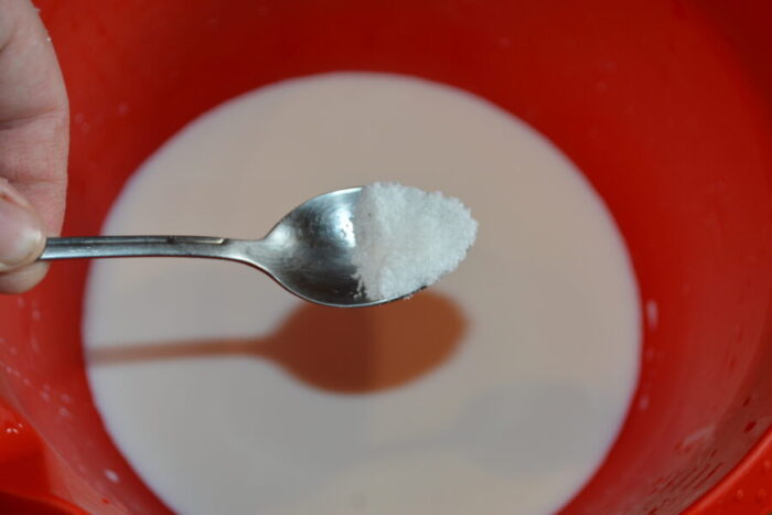 Luego añadir media cucharadita de sal