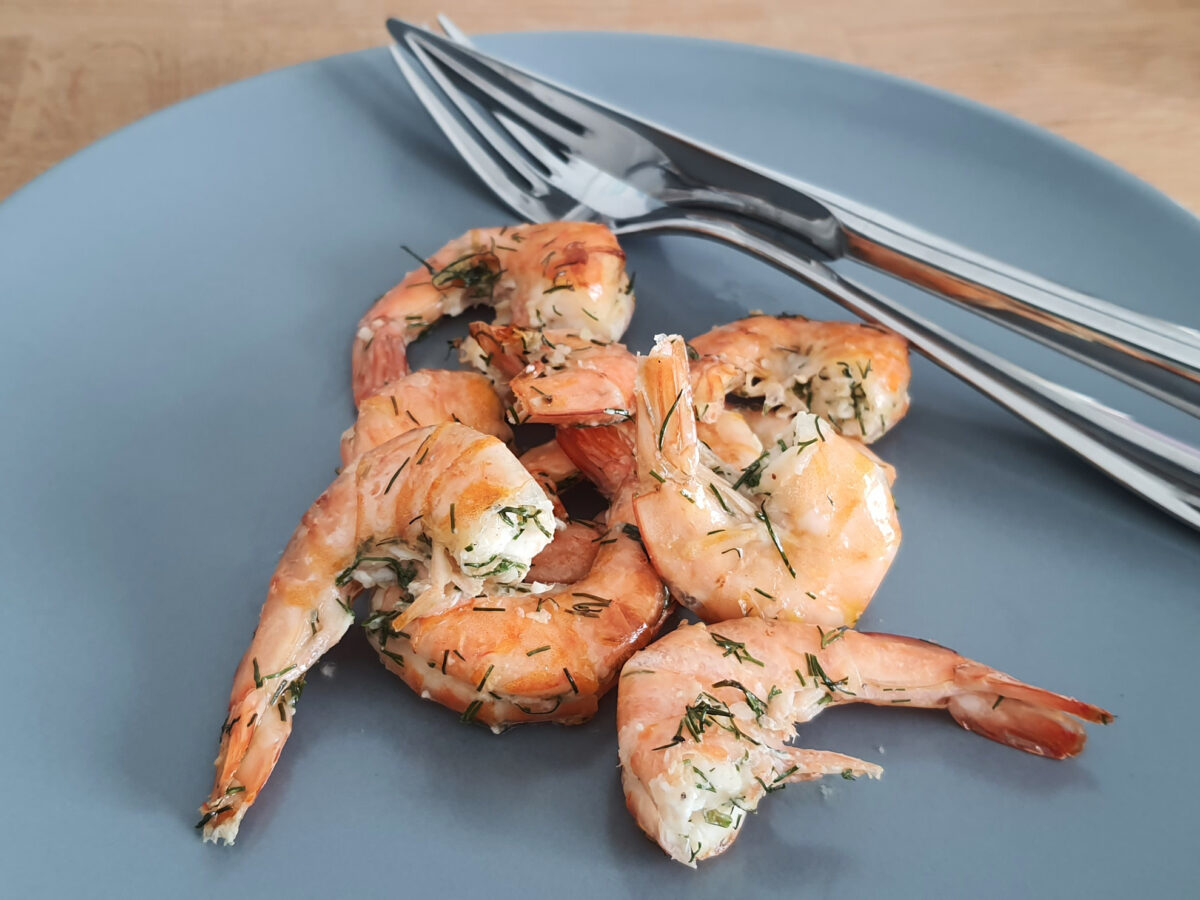 Gambas al horno con ajo