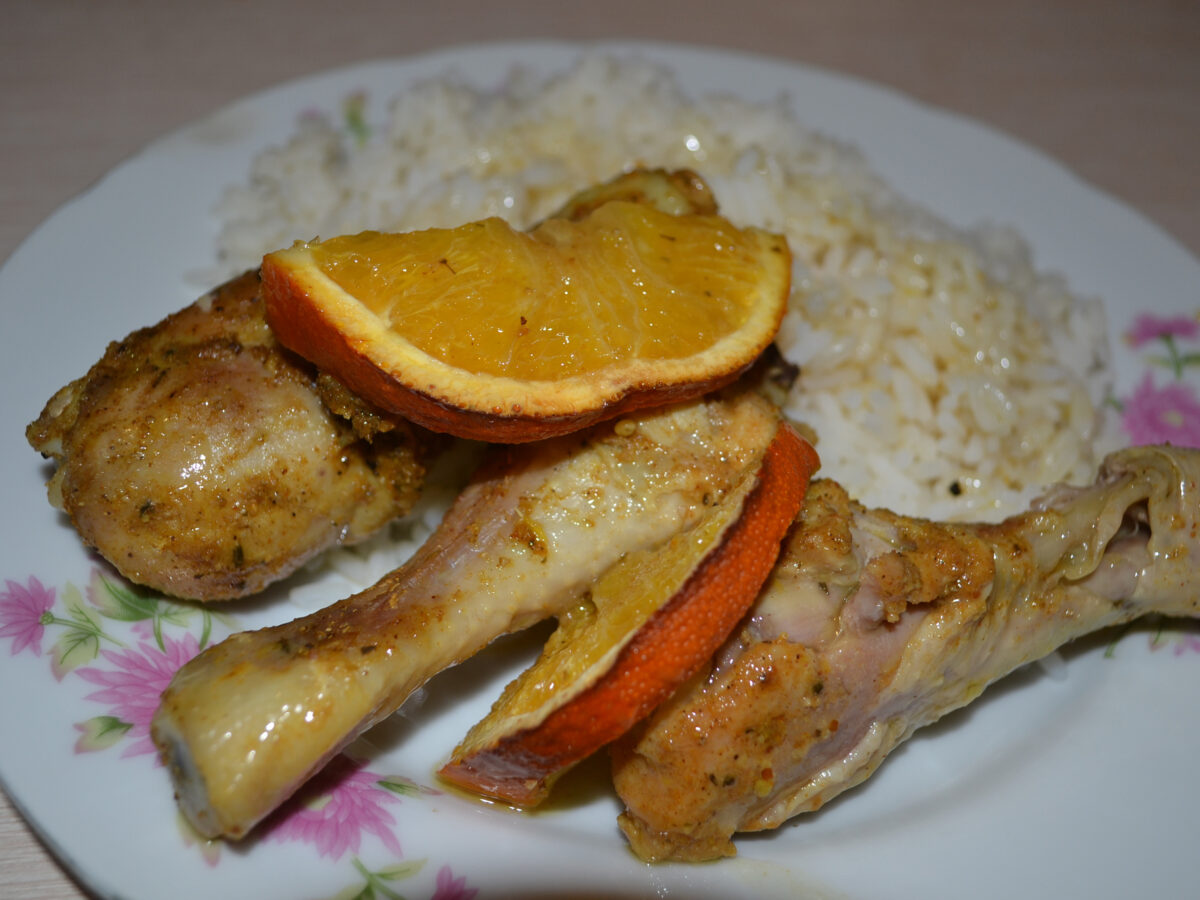 Muslos de pollo al horno con naranja
