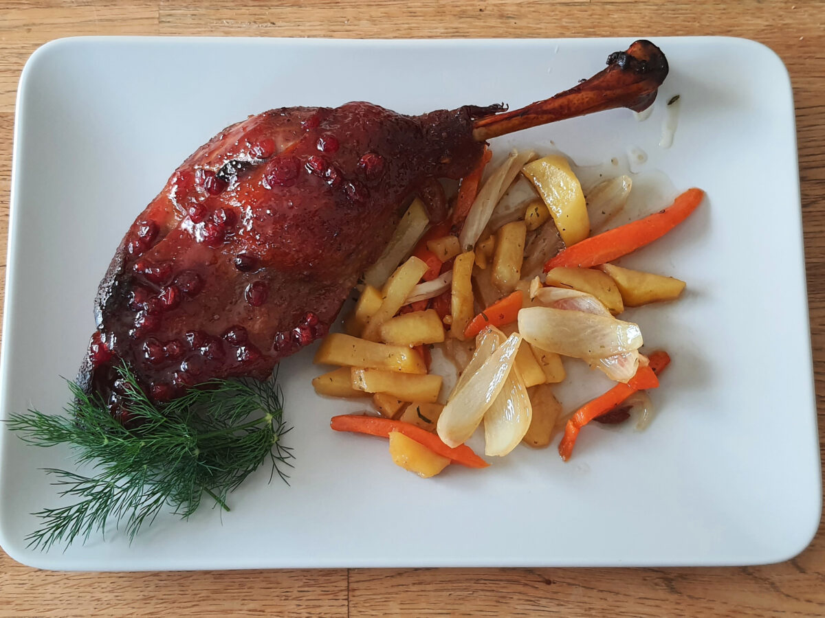 Oven-Baked Duck Legs with Blueberry Jam Glaze photo