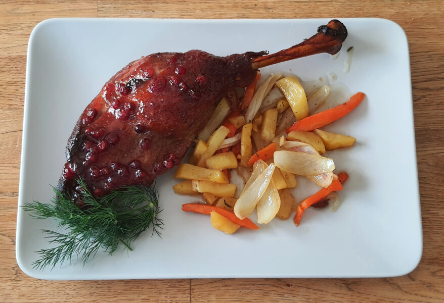 Oven-Baked Duck Legs with Blueberry Jam Glaze