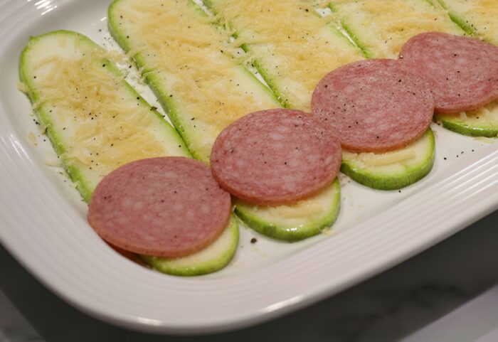 Place a slice of salami