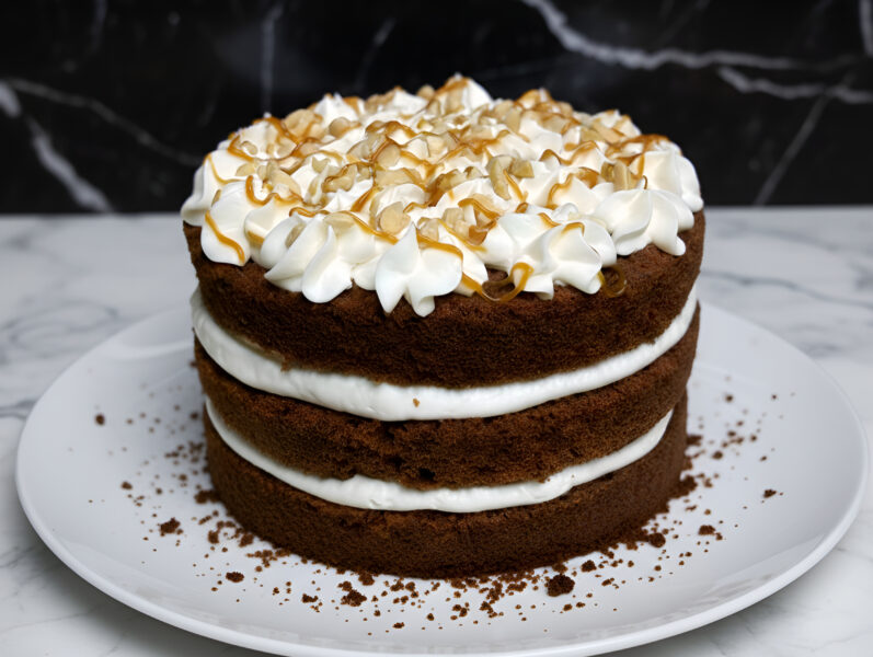 Snickers cake on a plate