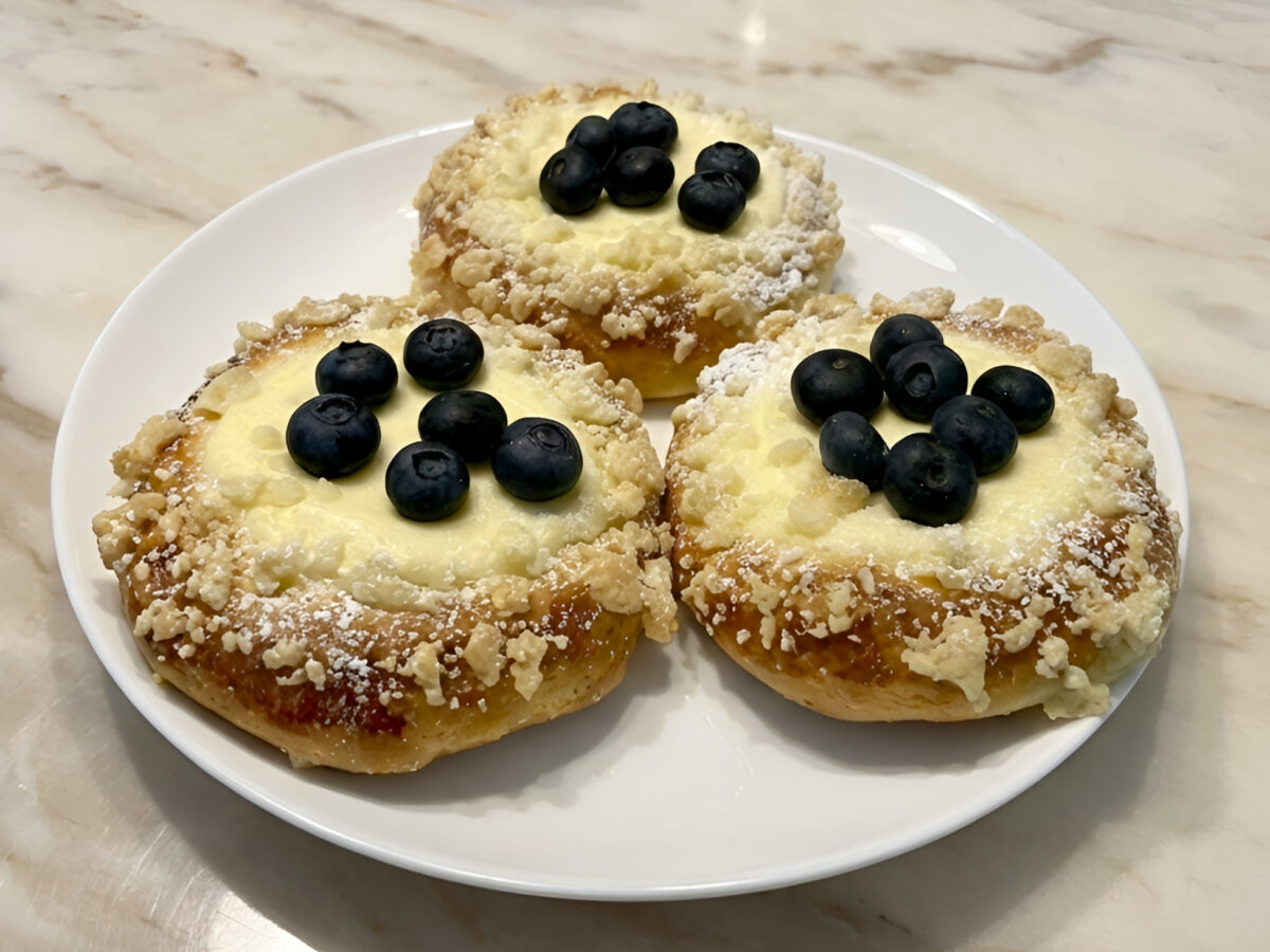Sweet Cheese Buns (Vatrushka) with Blueberries photo