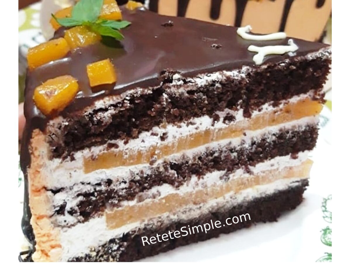 Tarta de melocotón y chocolate