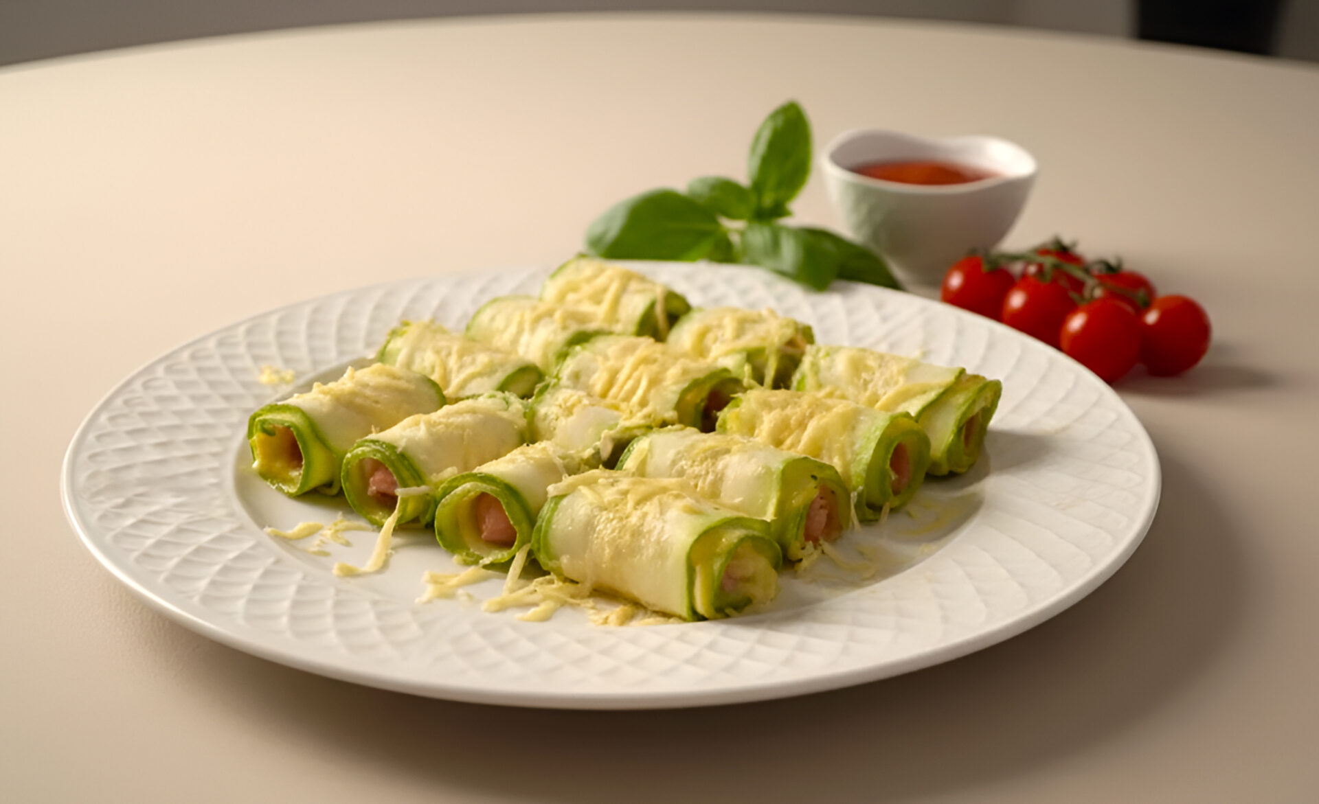 Zucchini Cheese and Salami Rolls photo